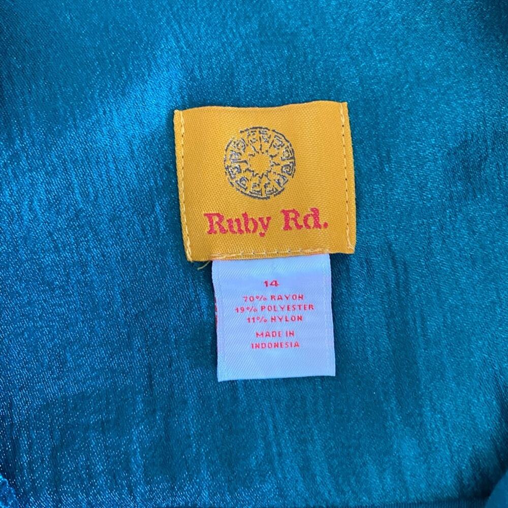 Ruby Rd Nehru Collar Button Up Green Shimmer Silk… - image 4